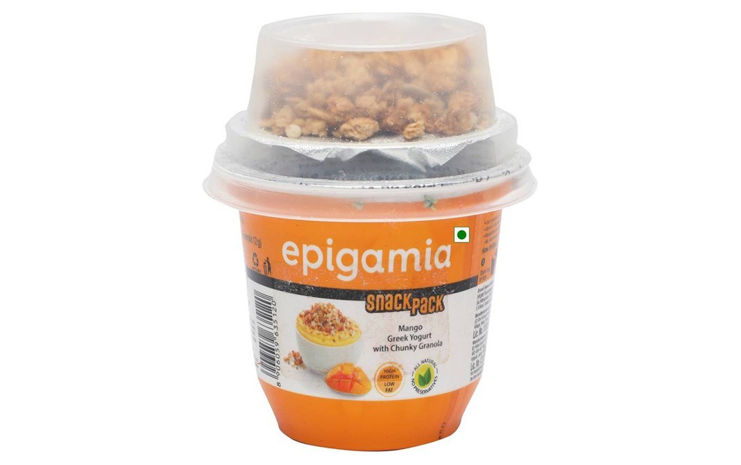 Epigamia Snack Pack, Mango Greek Yogurt With Chunky Granola   Tub  112 grams